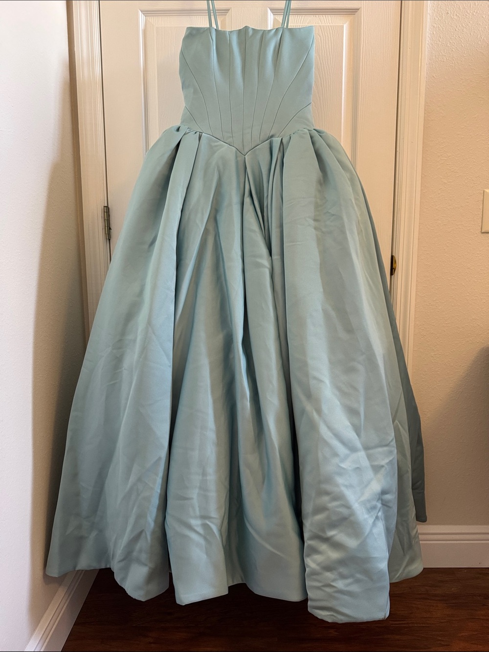 Mac Duggal 21259 Blue Strapless Satin Corset Ball Gown Size 4 NWOT - Picture 8 of 11